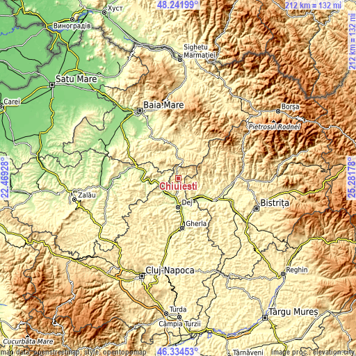 Topographic map of Chiuiești