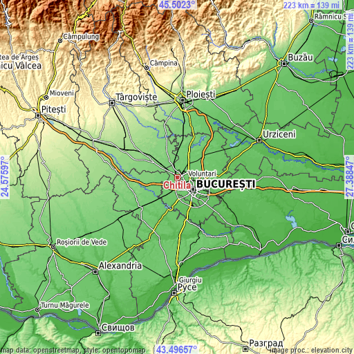 Topographic map of Chitila