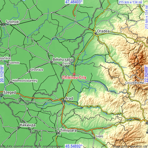 Topographic map of Chişineu-Criş