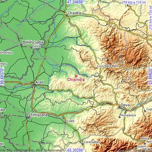 Topographic map of Chisindia