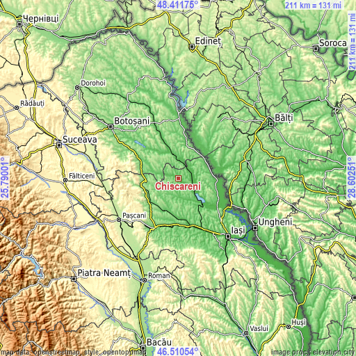 Topographic map of Chișcăreni