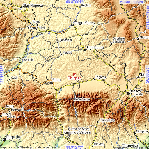 Topographic map of Chirpăr