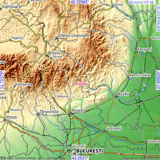 Topographic map of Chiojdu