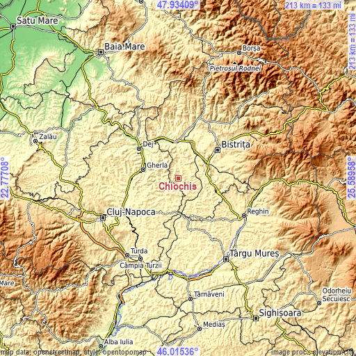 Topographic map of Chiochiş