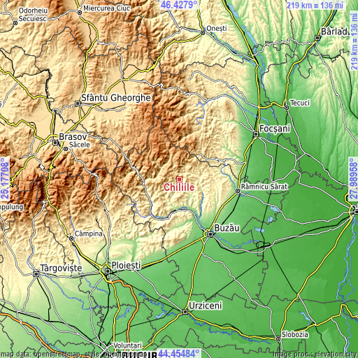 Topographic map of Chiliile