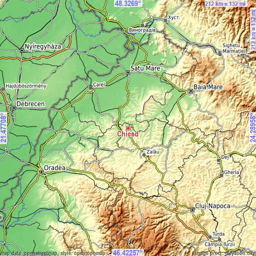 Topographic map of Chieşd