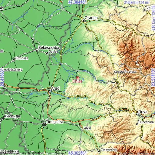 Topographic map of Chier