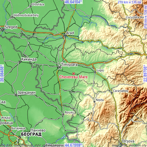 Topographic map of Chevereşu Mare