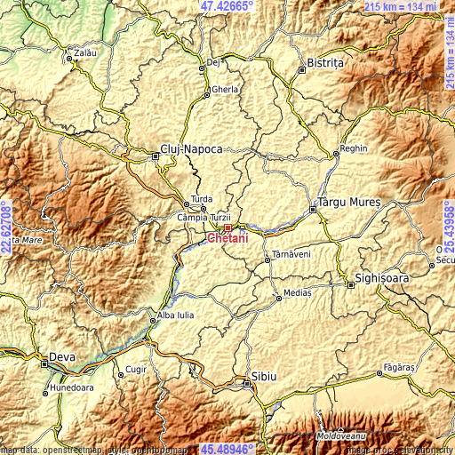 Topographic map of Cheţani