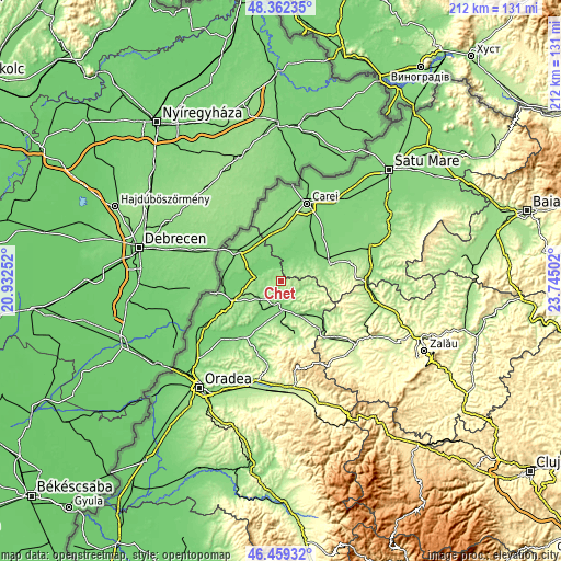 Topographic map of Cheț