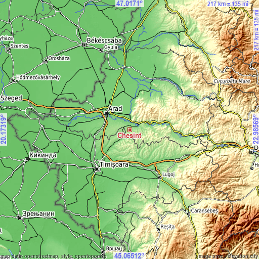 Topographic map of Chesinț