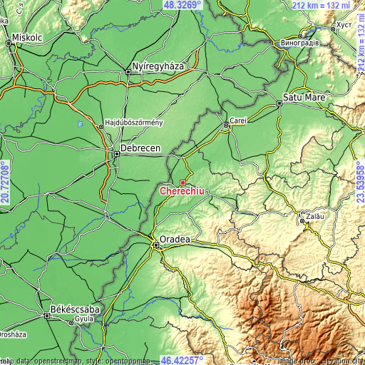 Topographic map of Cherechiu