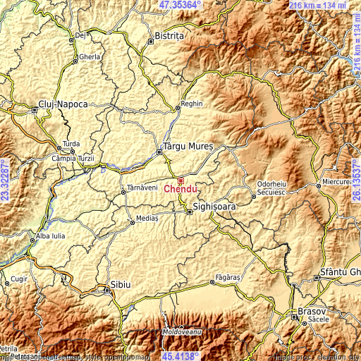 Topographic map of Chendu