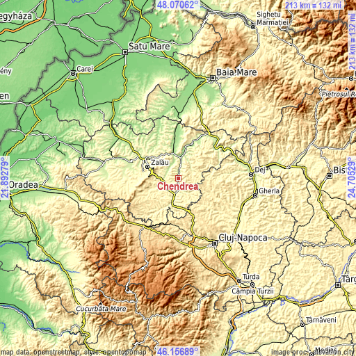 Topographic map of Chendrea