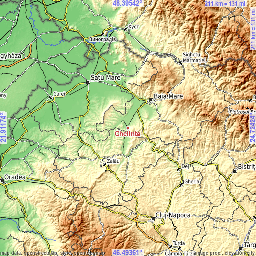 Topographic map of Chelința