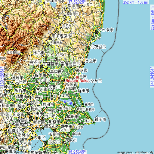 Topographic map of Hitachi-Naka
