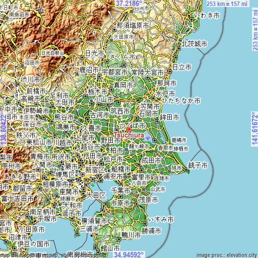 Topographic map of Tsuchiura