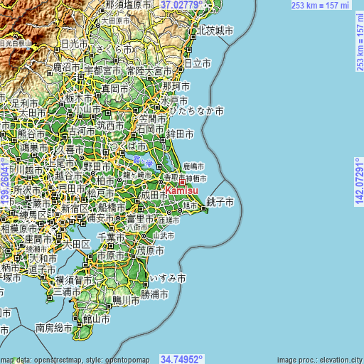 Topographic map of Kamisu