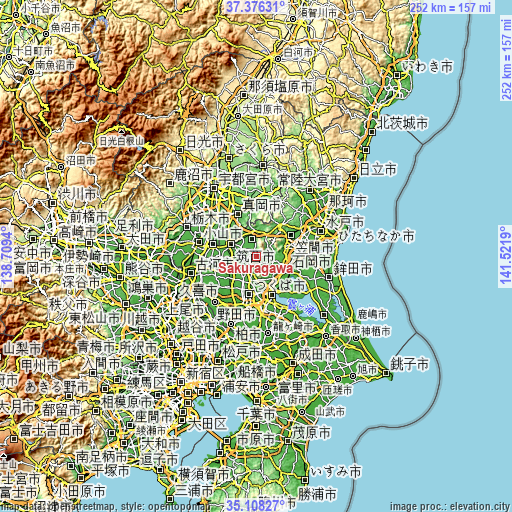 Topographic map of Sakuragawa