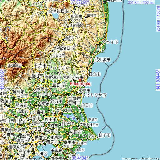 Topographic map of Hitachi-ota