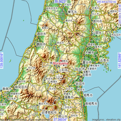 Topographic map of Murayama