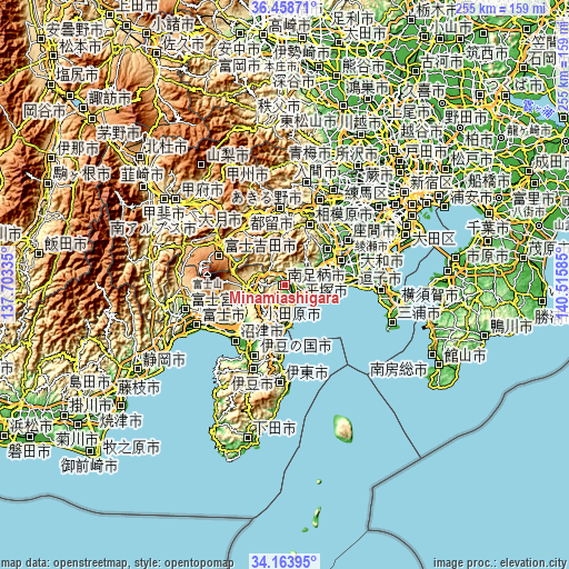 Topographic map of Minamiashigara