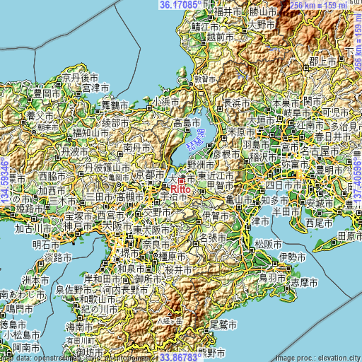 Topographic map of Rittō