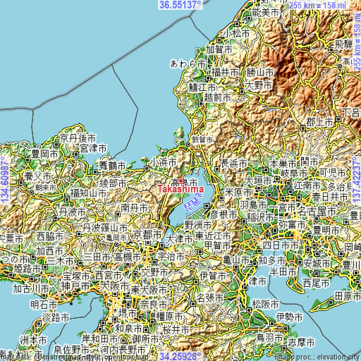 Topographic map of Takashima