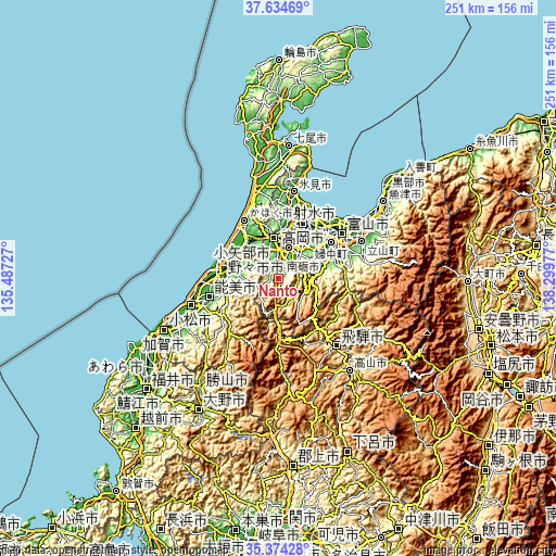 Topographic map of Nanto