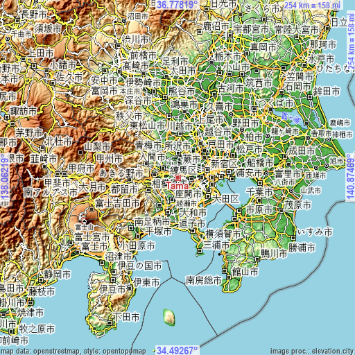 Topographic map of Tama