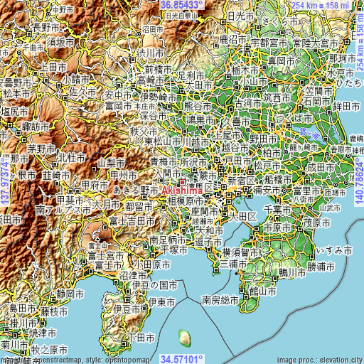 Topographic map of Akishima