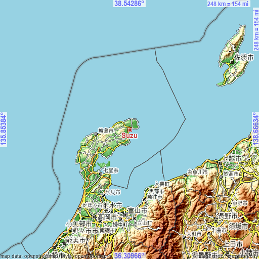 Topographic map of Suzu
