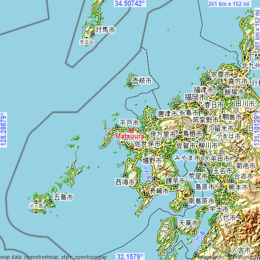 Topographic map of Matsuura