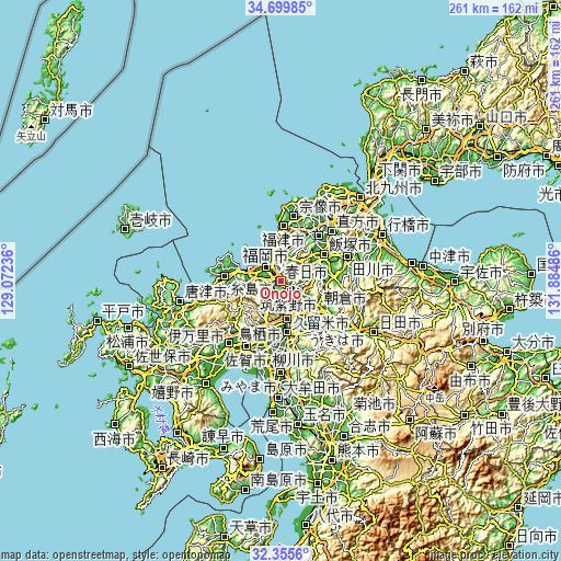 Topographic map of Ōnojō