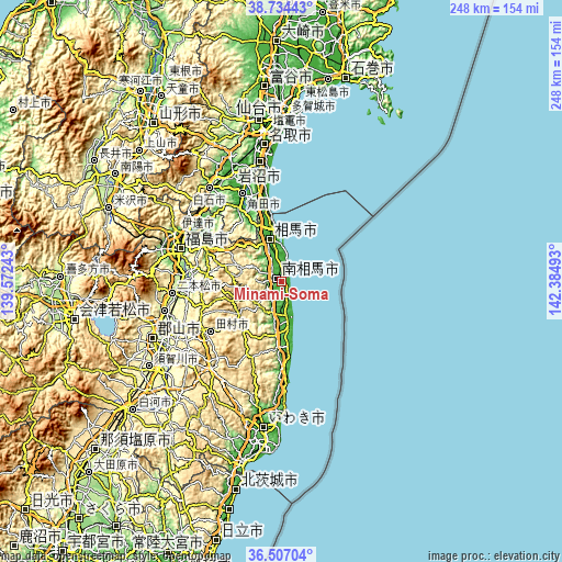 Topographic map of Minami-Sōma