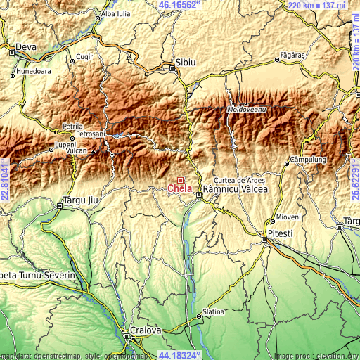 Topographic map of Cheia