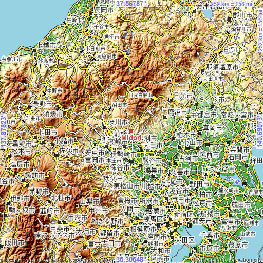 Topographic map of Midori