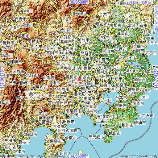 Topographic map of Iruma