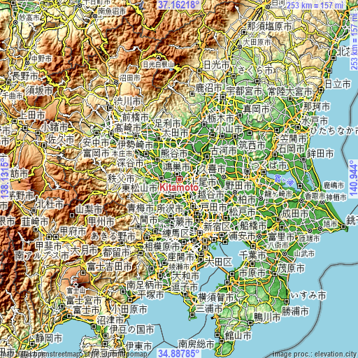Topographic map of Kitamoto
