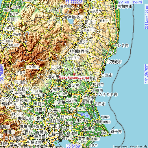 Topographic map of Nasukarasuyama