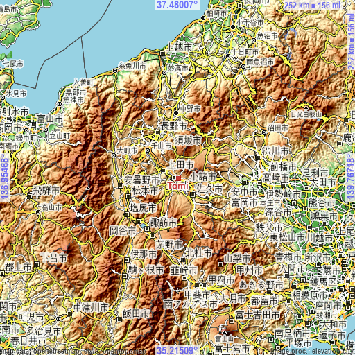 Topographic map of Tōmi