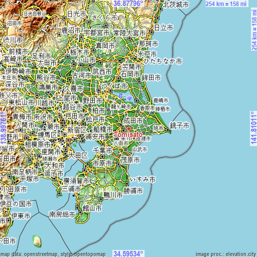 Topographic map of Tomisato
