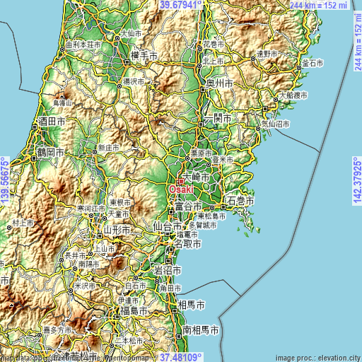 Topographic map of Ōsaki