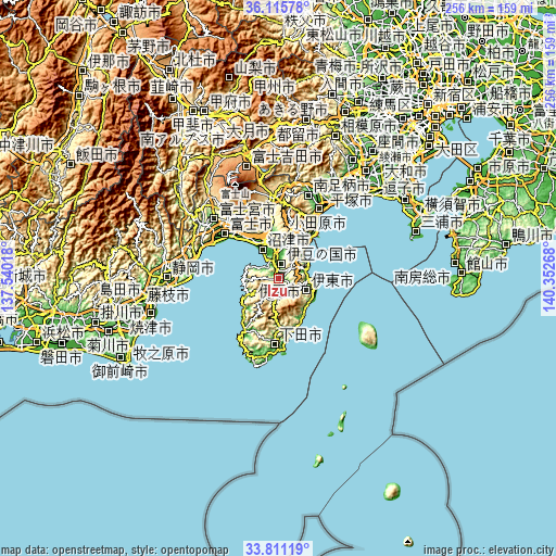 Topographic map of Izu