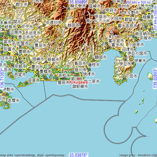 Topographic map of Kikugawa