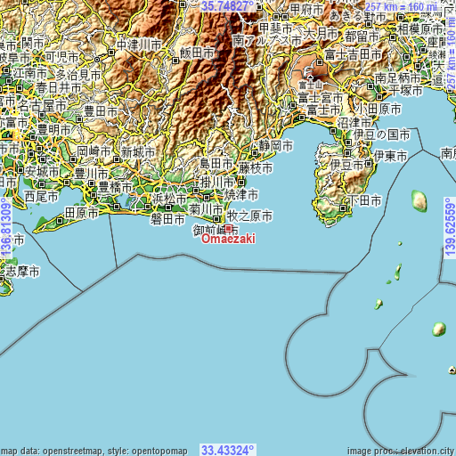 Topographic map of Omaezaki