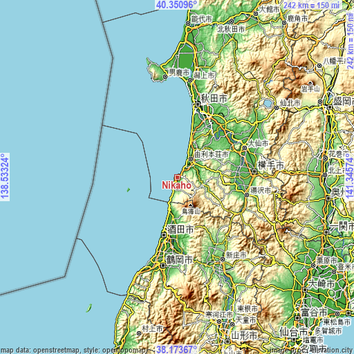 Topographic map of Nikaho