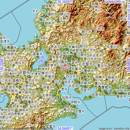 Topographic map of Kaizu