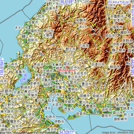 Topographic map of Minokamo