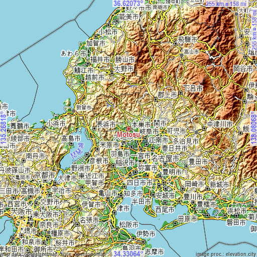 Topographic map of Motosu